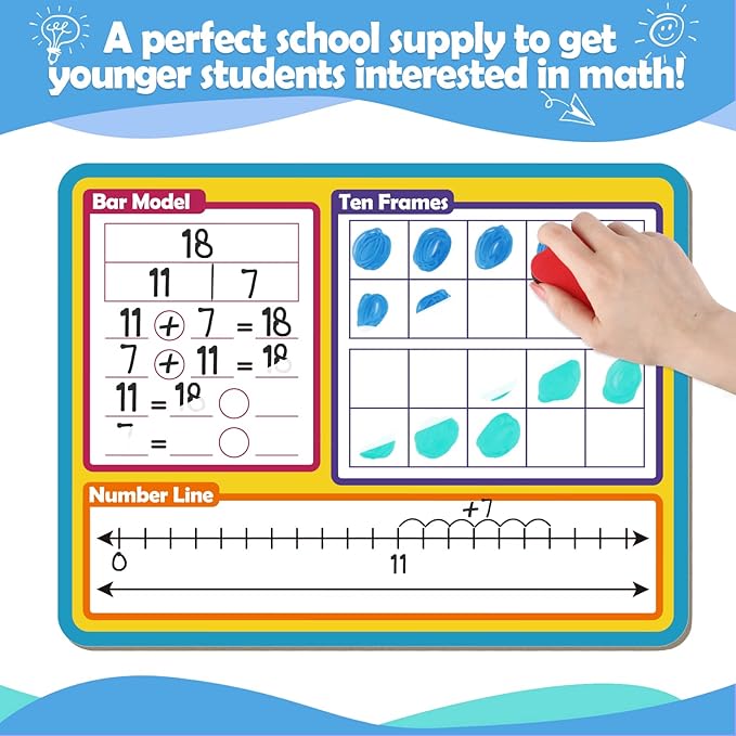 Dry Erase Number Line Whiteboard, 9" x 12" Double-Sided 120 Number Chart, Math Manipulatives White Board for Kids Students, Classroom and Home, Small White Board Dry Erase (Number Line)