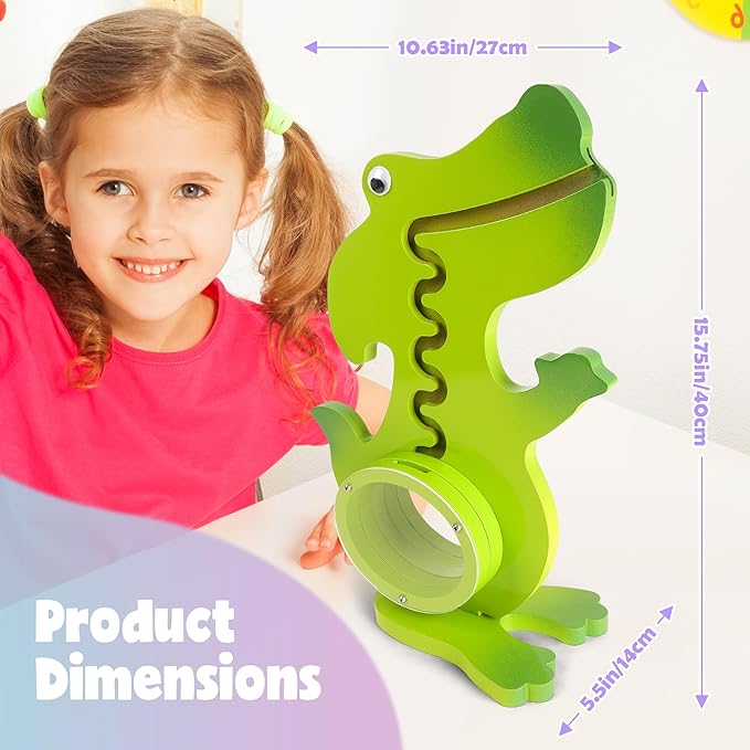 Dinosaur Piggy Bank for Kids Boys Girls, Wooden Dino Coin Bank with Large Clear Acrylic Belly, Cute Money Savings Box for Toddlers Birthday Christmas (Gradient-Green)