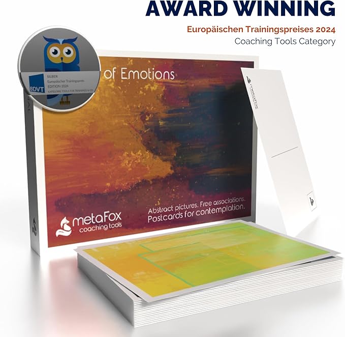 metaFox Gallery of Emotions | 52 Abstract Art Postcards for Therapy, Coaching and Reflection | Coaching Picture Cards in Postcard Format