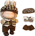 17cm Clothes Set, Cute Hat Unique Pocket Design Overalls Dress up Set(NO Doll), Handmade Clothing Designed for 17cm Doll (Brown Set 1)