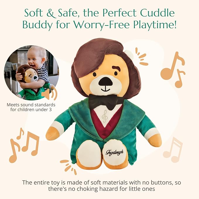 Chopin Plush Bear – Plays 40 Mins of Classical Music, Educational & Soothing Interactive Teddy Bear for Babies & Toddlers, Ideal