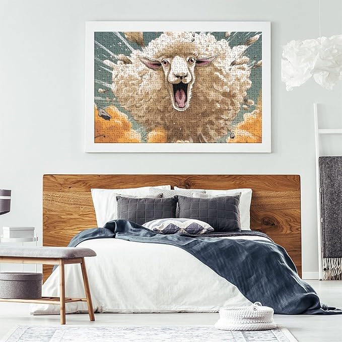 Sheep for Adults Fun 500 Pieces 3D Animal Thickened Wooden Jigsaw Puzzles Toy Intellectual Game Stress Relief Toy Decoration Education Game Relaxation and Intelligence 500pcs (52x38cm)