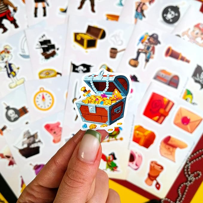 BulbaCraft 100Pcs Pirate Stickers, Skull and Crossbones Stickers, Pirate Party Favors, Gifts for Women & Men