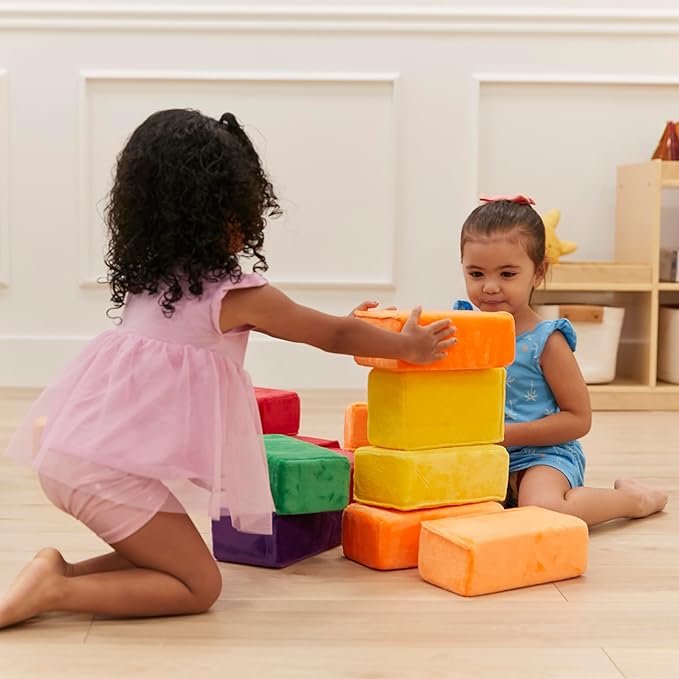 ECR4Kids SoftZone Stack-A-Brick, Foam Blocks, Assorted, 24-Piece
