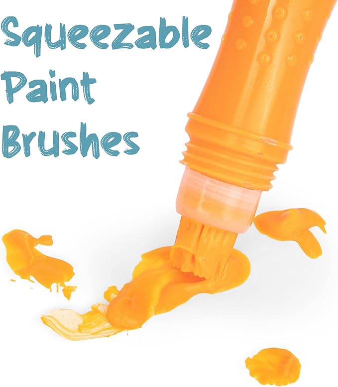 12 Squeezable Paint Brushes Classic Colors for Kids, Tempera Paint Brush, Assorted Fun Colors for Toddler, (24ml/0.8oz Each)