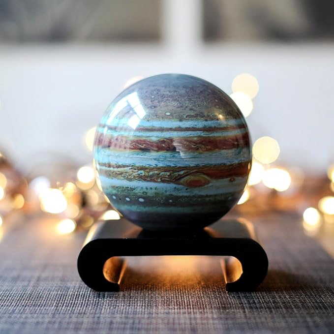 MOVA Jupiter Globe 6” – Solar-Powered Rotating Planet Display for Desk or Shelf | No Batteries or Wires | Floating-Style Space Decor