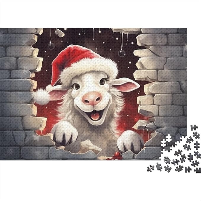Sheep Adults Fun 500 Piece 3D Animal Thickened Wooden Jigsaw Puzzles Home Decoration Stress Relief Toy Toy Intellectual Game Education Game Challenge Educational 500pcs (52x38cm)