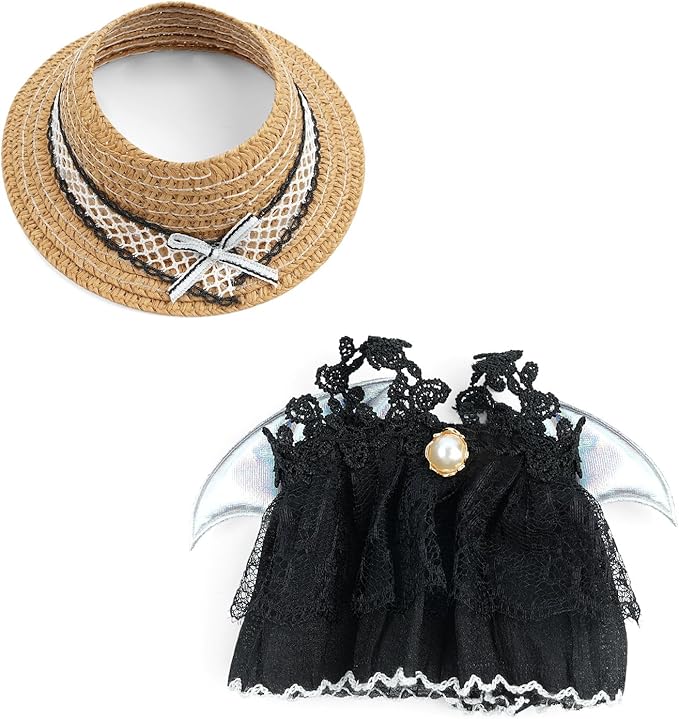 17cm Doll Clothes Set-Adorable Outfits for Dolls-Stylish Accessaries Clothes Dress-Up-Replaceable Clothing Collections, Includes Hat, Top, Skirt(Black-Style E)