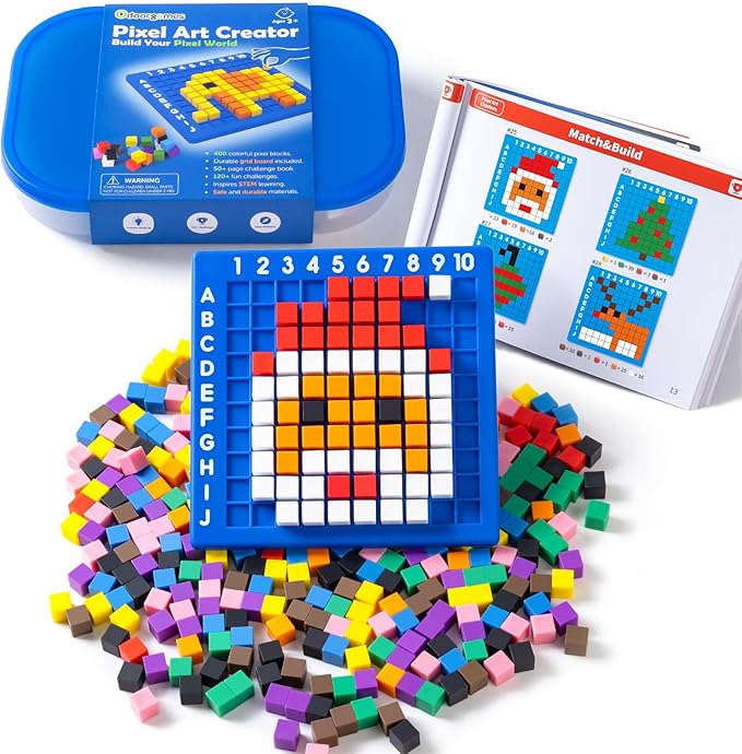Pixel Art Creator – 400 Hard Plastic Cubes - STEM Toy for 5+ Year Olds, Fine Motor Skills Game & Kinder Classroom Must-Have