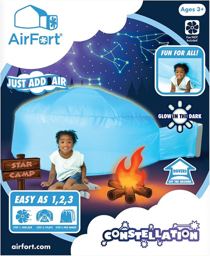 The Original Patented AirFort - Build A Fort in 30 Seconds, Inflatable Fort for Kids, Play Tent for 3-14 Years, A Playhouse Where Imagination Runs Wild, Fan not Included (Constellation)