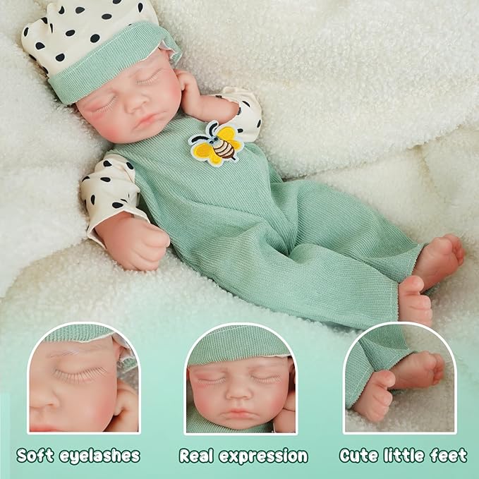 Boy 12.2 Inch, Full Silicone Baby Doll, Realistic Baby Dolls, Realistic Veins & Sleeping Pose, Not Vinyl, Reborn Baby Dolls Silicone Full Body, Gift Set