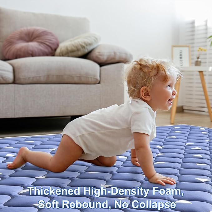 Baby Play Mat for Floor 71" X 59", Premium Thicken Foam One-Piece Crawling Mat, Extra Large Non-Slip Cushioned Activity Playmats for Babies, Toddlers, Infants, Play & Tummy Time