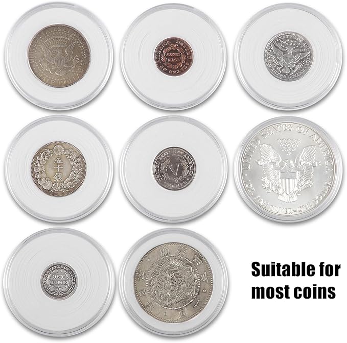 MUDOR 108 Pieces Silver Dollar Coin Holder,Storage Case with Lock for Collectors, 41mm Coin Collection Supplies,10 Size Gasket fits Cent,Nickel,Quarter, Morgan,Silver Eagle