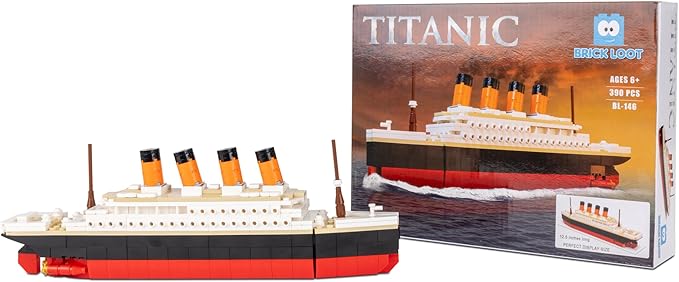 Brick Loot Titanic Building Set – 390-Piece Lego Compatible Ship Model Kit for Adults & Kids, DIY Mini Bricks 3D Puzzle STEM Toy, Collectible Display, Gift for Ship Lovers (Large)