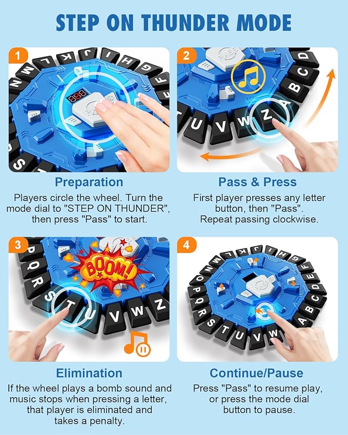 Word Game Family Board Games with Display Timer and 2 Modes, The Fast-Paced 24 Letters Pressing Games, Learning Word Game for Kids & Adults, 2-8 Players, 15-20 Minute Play Time