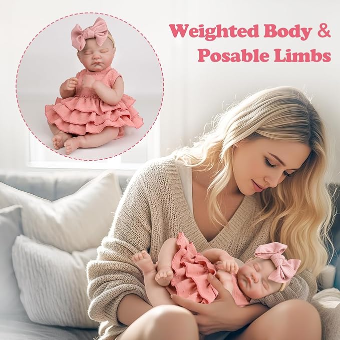 Aori Realistic Reborn Baby Dolls - 20" Lifelike Sleeping Newborn Girl with Magnetic Pacifier, Poseable Limbs, Hand-Painted Skin, Soft Body for Girls 3+