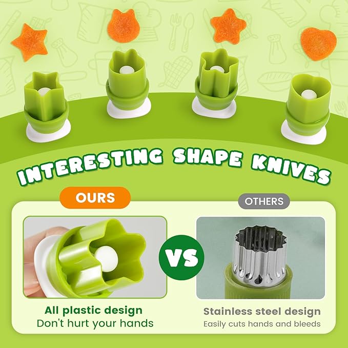 LovesTown 13PCS Kids Cooking Sets Real, Montessori Kitchen Toys for Toddler Kitchen Playset with Safe Knives Crinkle Cutter Gifts for 3-8