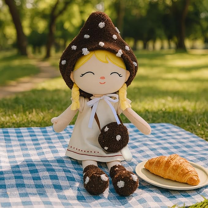 Soft Baby Doll Toys (16'') Baby Rag Doll for Girls Birthday Cuddly Plush Toys for Toddler Kids (Mushroom Girl)