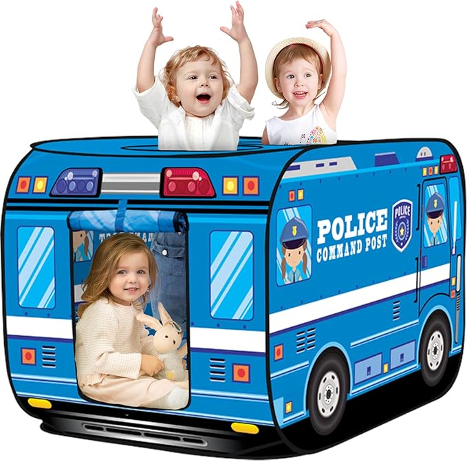 Pop up Play Tent for Kids Aged 1-3 Years Old Boys and Girls : Police Car Playhouse Toy Play Tents for Toddlers 3-5 Kids Tent Indoor Outdoor Playhouse Toys for 1 + Year Old, Police Car