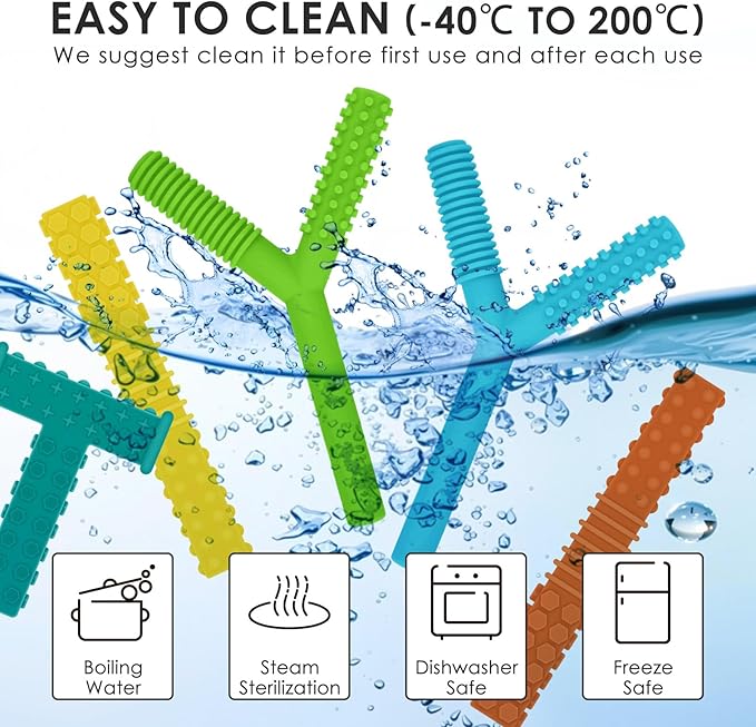 ERKOON 5 Pack Sensory Chew Toys for Autistic Children, Silicone Chewy Tubes Teething Tubes for Autism, ADHD, SPD, Chewies with Special Needs, Oral Motor Chewy Tool for Sensory Kids