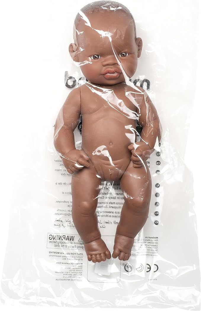 Miniland Doll 12 5/8'' African Girl (Polybag) - Made in Spain, Anatomically Correct, Quality, Inclusion
