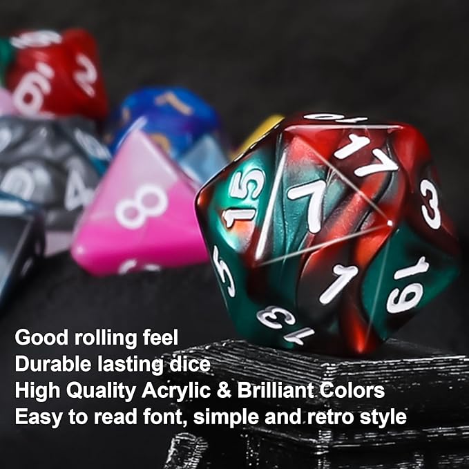 QMAY Mystery Dice Box - 7PCS DND Dice Set, Random Dice Patterns, 1Surprise Boxes, Polyhedral Dice with Dice Display Tube, D&D Gifts Box for Dungeons and Dragons, RPG, MTG,Role Playing Table Game