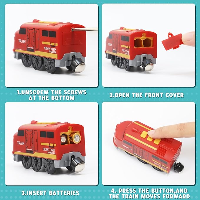 Train Sets for Toddlers, 128 Pcs Trains Toy with Battery Operated & Tracks (Magnetic Connection), Compatible with Thomas, Brio, Christmas Toy Gifts for 3 4 5 6 7 8 Years Old (Forest)