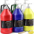 Nicpro 6 Colors Large Bulk Acrylic Paint Set (128 oz, 1 Gallon) Rich Art Painting Supplies Non Toxic for Multi Surface, Canvas, Wood, Leather, Fabric Stone Craft for Kid & Adult with Pump, Color wheel