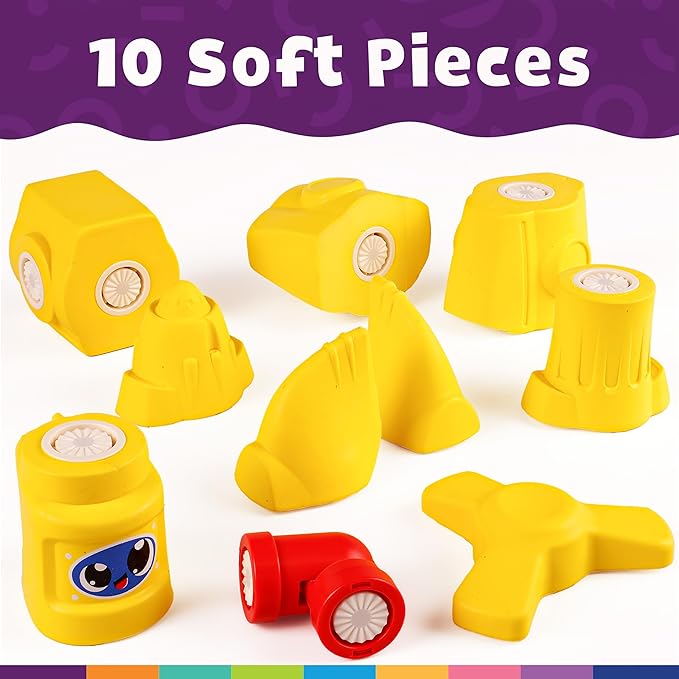Blockaroo Magnetic Foam Building Blocks - 10-Piece Submarine, Bath Toys for Toddlers, Preschool Toys, Bathtub Toys, Sensory Toys, Blocks for Toddlers 3-5, Engineering Toys for Kids 3-5, Bath Blocks