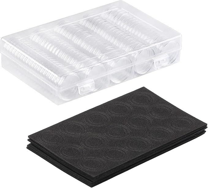 SPLF 100 Pieces 30mm Coin Capsules and 5 Sizes (17/20/25/27/30mm) Protect Gasket Coin Holder Case with Plastic Storage Organizer Box for Collection Supplies