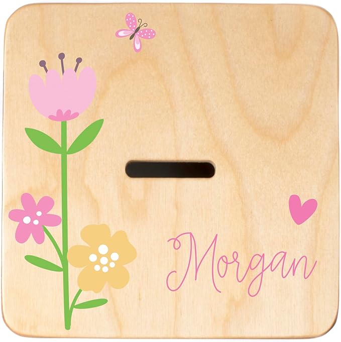 Wooden Piggy Bank for Kids and Adults, Personalized Gift Handmade in USA by BloomOwl, Custom Piggy Bank, Personalized Banks for Kids, Gifts for Baby Boys and Girls (Dance)