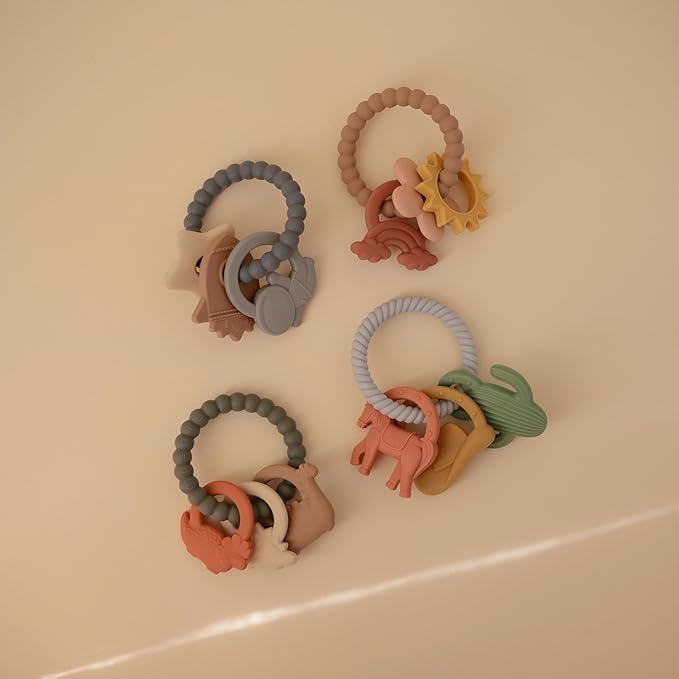 mushie Silicone Dino Teething Ring Toy
