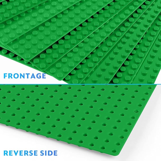 Classic Baseplates Building Plates-Pack of 10 Large 10" x 10" Building Bricks,Compatible with All Major Brands,Perfect STEM Gift for Builders Age 3+ (Green)