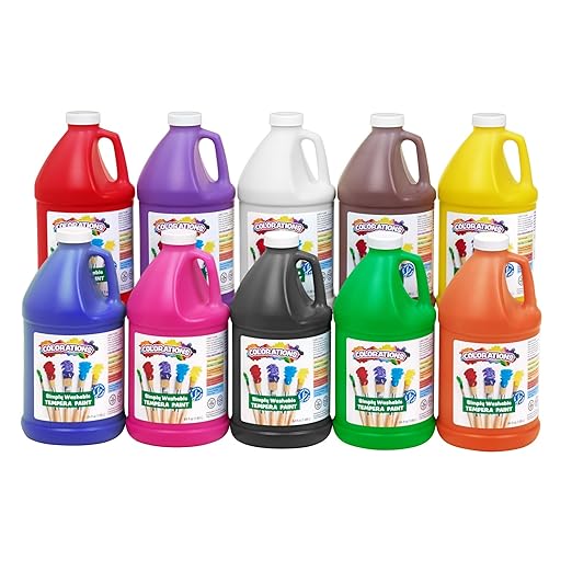 Colorations Paraben-Free Simply Washable Tempera Paint, Set of 10 Colors - 1/2 Gallons. Non-Toxie and Made in The USA