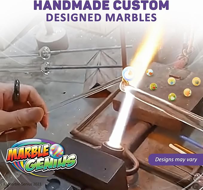 Marble Genius Collectors Marbles, Teardrop, 16mm (⅝ Inch), 10 Handmade Glass Marbles, Gifts for Marble Lovers, Gifts for Kids Ages 3+