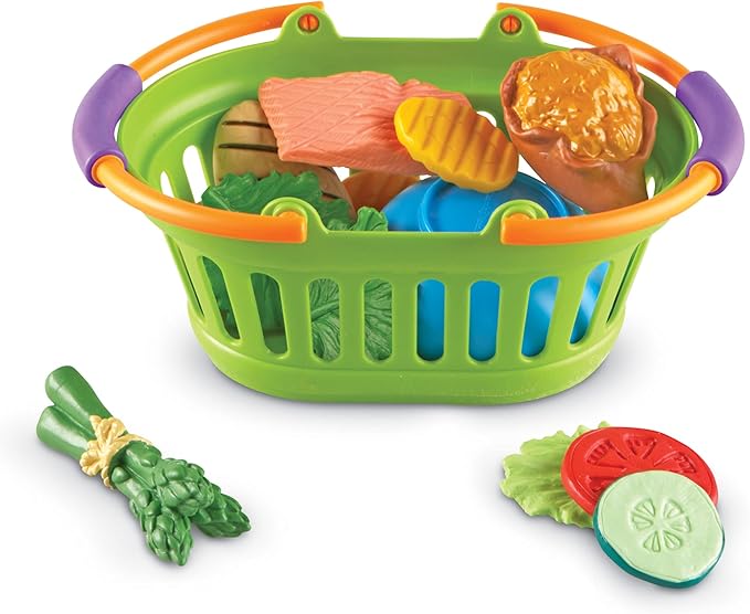 Learning Resources New Sprouts Healthy Foods Basket Bundle - 37 Pieces, Ages 18+ months Pretend Toddler Food, Healthy Play Food for Kids, Toddler Learning Toys
