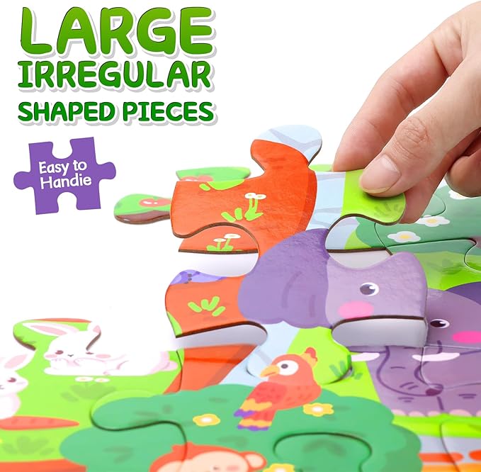 Floor Puzzle Children's Animal Puzzle Large Puzzle 60 Pieces Age 3-6 Years Old Children's Learning Preschool Education Development Toys 4-8 Old Boys and Girls Birthday Gifts