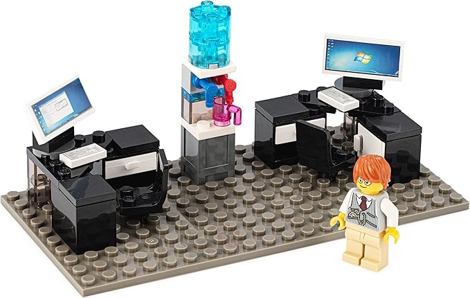 Custom Toys & Hobbies INC Building Bricks Businessman Lawyer Office Setup- Premium Quality Desk Keyboard Computer & Minifigure Holiday Birthday Gift for Kids (Full Office)