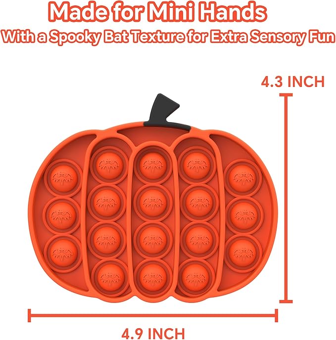 Halloween Sensory Toys for Kids - 4 Pack Pumpkin Fidget Toys for Boo Basket Stuffers, Bat Design Stress Relief Fidgets for Kids, Basket Fillers