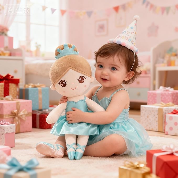 Gloveleya Baby Girl Gifts Dolls Soft Plush Toy Ballet Girl Doll Mint Green 14 Inches with Gift Box…