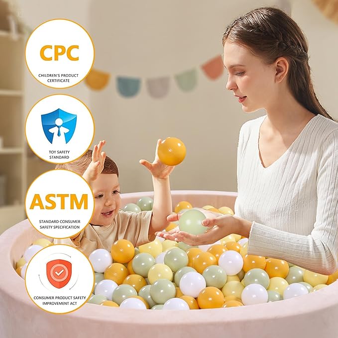 Ball Pit Balls Pack of 100 200 500 - Star and Round Set BPA Free Phthalate Free Non-Toxic Crush Proof Play Balls Soft Plastic Balls for Toddlers Baby Kids Birthday Pool Tent Party