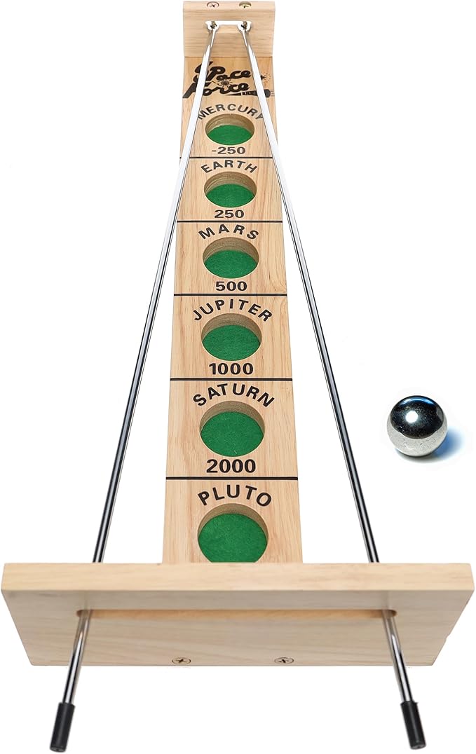 WE Games Shoot The Moon - Classic Solid Wood Rolling Ball Game for Family Fun & Skill Building, Enhances Social Skills, Patience & Perseverance