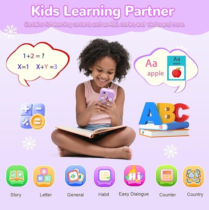 Lapare Kids Smart Phone for Girls, Christmas Birthday Gifts for 3-10 Year Old Kids Toy Cell Phone, 2.8" Touchscreen Toddler Learning Play Toy Phone with Dual Camera, Game, Music Player and More (32GB)