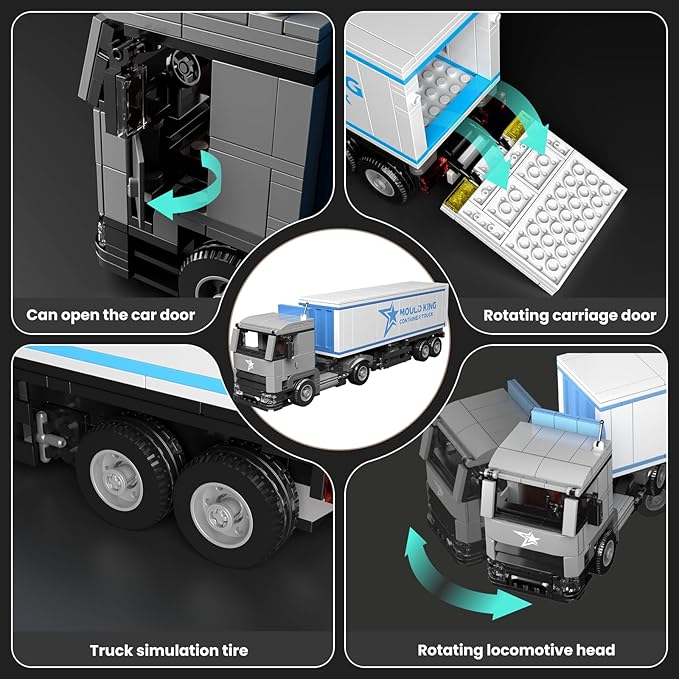 Mould King Container Truck Building Set, Realistic American Style Container Truck Model for Boys/Girls Ages 8+, 24070 STEM Toy Vehicles with Detailed Interior, Collectible Model for Adults (548 PCS)