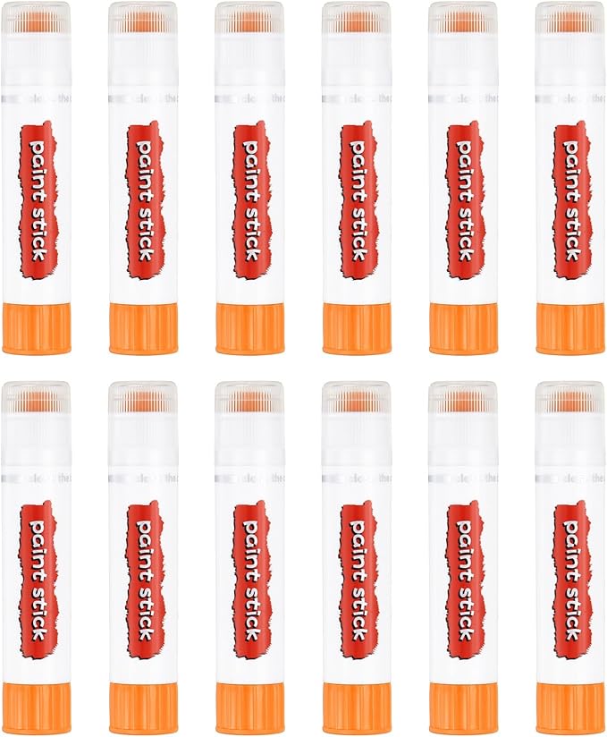PATIKIL Tempera Paint Sticks, 12 Pcs Solid Tempera Paints Sticks Washable Bulk Markers Pen Quick Drying for Artists Beginners Art Supplies, Orange