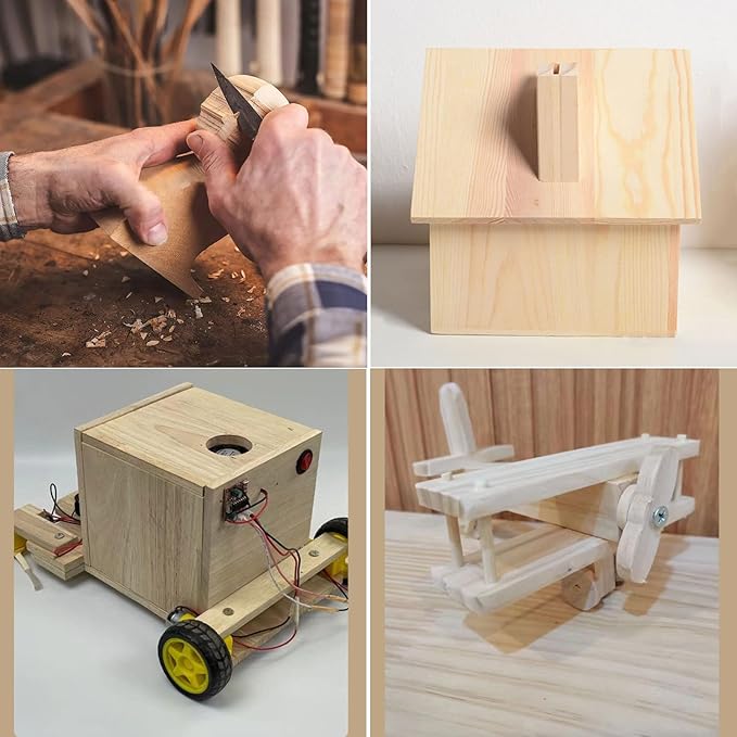 6PCS Rectangle Wood Boards Unfinished Wood Blocks for Crafting, 10x3x1in Blank Whittling Wooden Blocks for Wood Carving,Painting & Burning