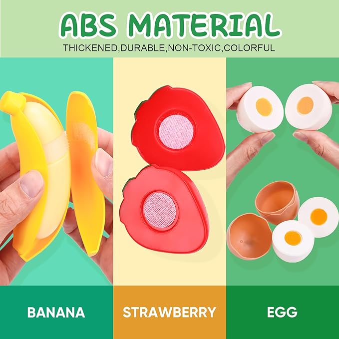 92PCS Play Food Set for Kids, Pretend Play Toys for Play Kitchen & Toddlers Learning, Food Toys with Cutting Fruits & Vegetables, Fake Food Gift Kitchen Playset for Kids Ages 3+