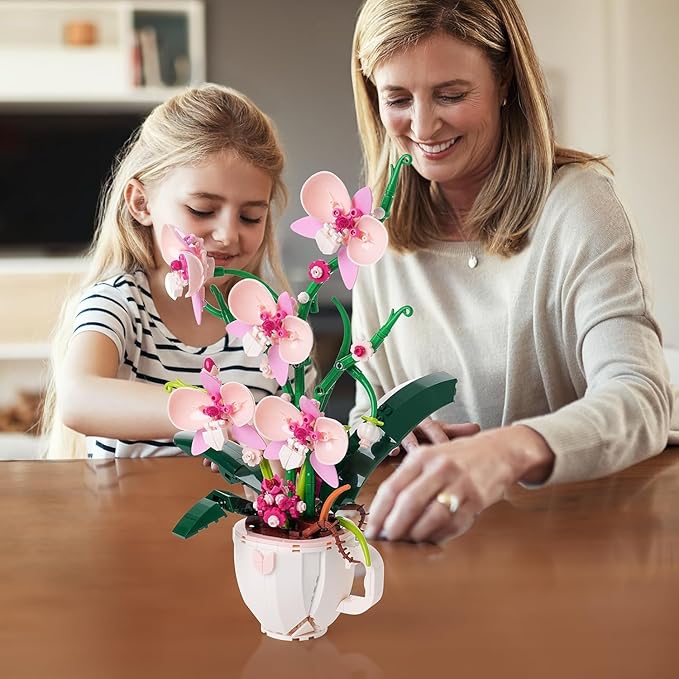 Ideas Orchid Flowers Building Block Set，DIY Home Decoration Kit for Adults，Flowers Home Decor Gift for Mother's Day, Valentine Day, Birthday, Christmas Day Toy for Girl 6 7 8 9 10+ 567PCS