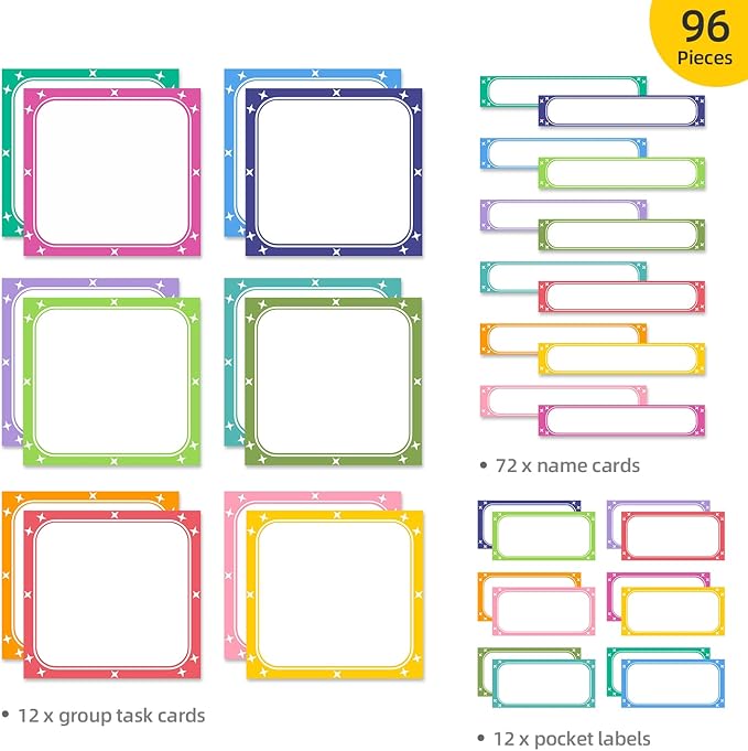 REGELETO Small Group Management Pocket Chart with 96 Cards Classroom Jobs Chart Small Group Organizer and on Task for School Teacher Elementary Preschool Learning Supplies (Black)