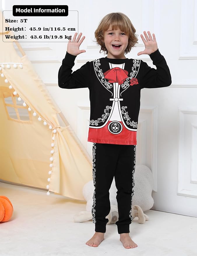 A&J DESIGN Pure Cotton Printed Pjs for 2-14 Years Kids, 2-Piece Long-Sleeved Pajamas Set